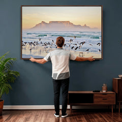 Seagulls Over Ocean Wall Art Canvas Print – Coastal Beach