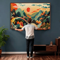 Yayoi Kusama Boho Mountain Landscape Large Wall Art,