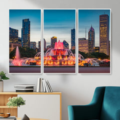 Chicago Wall Art Canvas Print - Chicago City Downtown Night
