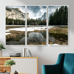 Yosemite Valley Mountain Wall Art Canvas Print, Granite