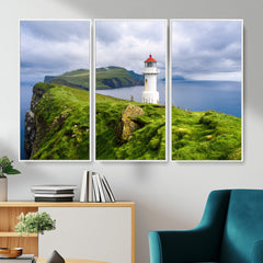 Coastal Lighthouse Wall Art Canvas Print, Cliffside Ocean