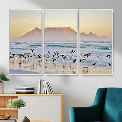 Seagulls Over Ocean Wall Art Canvas Print – Coastal Beach