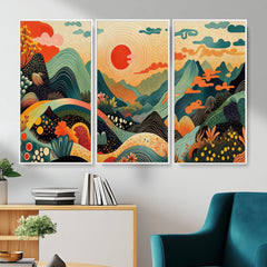 Yayoi Kusama Boho Mountain Landscape Large Wall Art,