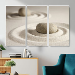 Zen Garden Stone Sand Canvas | Japanese Rock Garden Wall Art