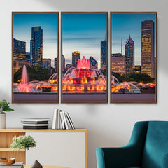 Chicago Wall Art Canvas Print - Chicago City Downtown Night