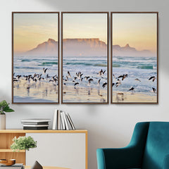 Seagulls Over Ocean Wall Art Canvas Print – Coastal Beach