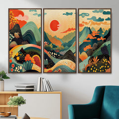 Yayoi Kusama Boho Mountain Landscape Large Wall Art,