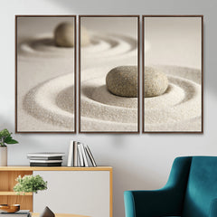 Zen Garden Stone Sand Canvas | Japanese Rock Garden Wall Art