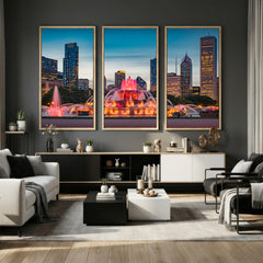 Chicago Wall Art Canvas Print - Chicago City Downtown Night