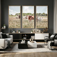 Texas Longhorn Cattle Wall Art Canvas Print: Western Ranch