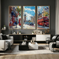 London City Street Wall Art Canvas Print, Big Ben & Red Bus