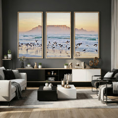 Seagulls Over Ocean Wall Art Canvas Print – Coastal Beach