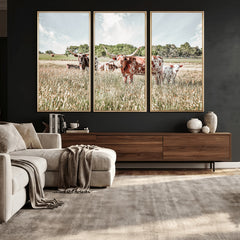 Texas Longhorn Cattle Wall Art Canvas Print: Western Ranch