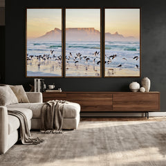 Seagulls Over Ocean Wall Art Canvas Print – Coastal Beach