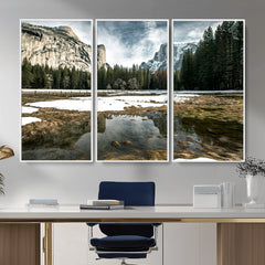 Yosemite Valley Mountain Wall Art Canvas Print, Granite