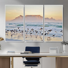 Seagulls Over Ocean Wall Art Canvas Print – Coastal Beach