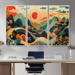 Yayoi Kusama Boho Mountain Landscape Large Wall Art,