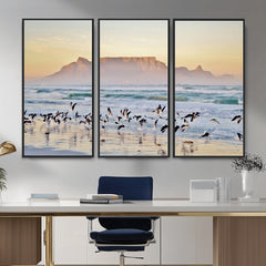 Seagulls Over Ocean Wall Art Canvas Print – Coastal Beach