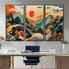 Yayoi Kusama Boho Mountain Landscape Large Wall Art,