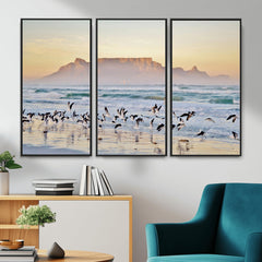 Seagulls Over Ocean Wall Art Canvas Print – Coastal Beach