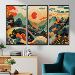 Yayoi Kusama Boho Mountain Landscape Large Wall Art,