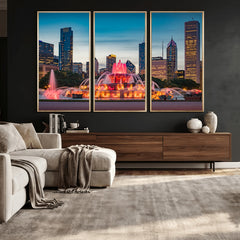 Chicago Wall Art Canvas Print - Chicago City Downtown Night