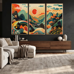 Yayoi Kusama Boho Mountain Landscape Large Wall Art,