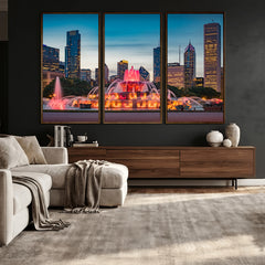 Chicago Wall Art Canvas Print - Chicago City Downtown Night
