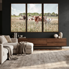 Texas Longhorn Cattle Wall Art Canvas Print: Western Ranch