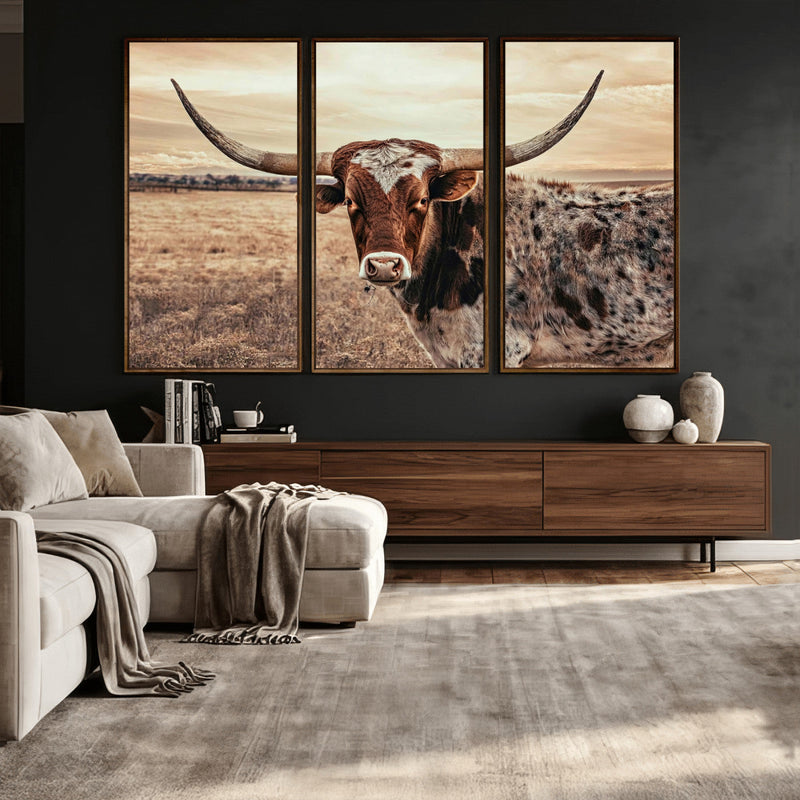 Texas Longhorn Wall Art Canvas Print – Western Cattle Ranch
