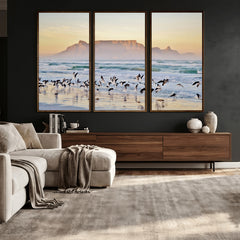 Seagulls Over Ocean Wall Art Canvas Print – Coastal Beach