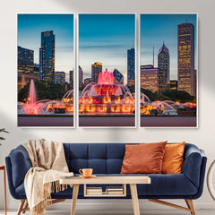 Chicago Wall Art Canvas Print - Chicago City Downtown Night