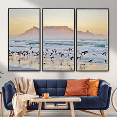 Seagulls Over Ocean Wall Art Canvas Print – Coastal Beach