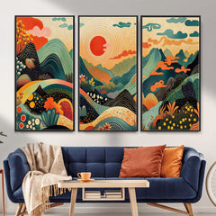Yayoi Kusama Boho Mountain Landscape Large Wall Art,