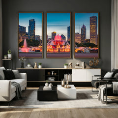 Chicago Wall Art Canvas Print - Chicago City Downtown Night