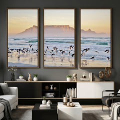 Seagulls Over Ocean Wall Art Canvas Print – Coastal Beach