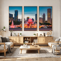 Chicago Wall Art Canvas Print - Chicago City Downtown Night