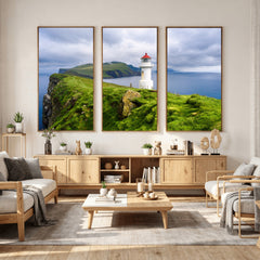 Coastal Lighthouse Wall Art Canvas Print, Cliffside Ocean