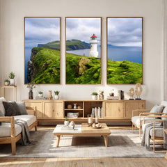 Coastal Lighthouse Wall Art Canvas Print, Cliffside Ocean