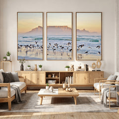 Seagulls Over Ocean Wall Art Canvas Print – Coastal Beach
