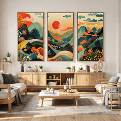 Yayoi Kusama Boho Mountain Landscape Large Wall Art,