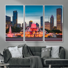 Chicago Wall Art Canvas Print - Chicago City Downtown Night