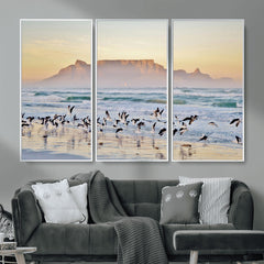 Seagulls Over Ocean Wall Art Canvas Print – Coastal Beach
