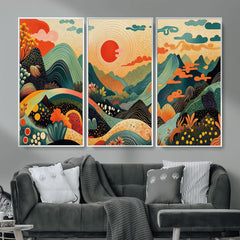 Yayoi Kusama Boho Mountain Landscape Large Wall Art,