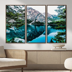 Alpine Mountain Lake Wall Art Canvas Print – Turquoise