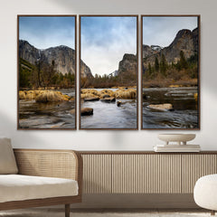 Yosemite Valley Mountain Landscape Wall Art Canvas Print,