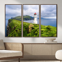 Coastal Lighthouse Wall Art Canvas Print, Cliffside Ocean