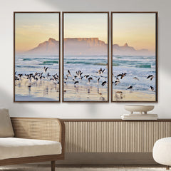 Seagulls Over Ocean Wall Art Canvas Print – Coastal Beach