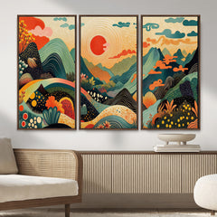 Yayoi Kusama Boho Mountain Landscape Large Wall Art,