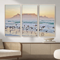 Seagulls Over Ocean Wall Art Canvas Print – Coastal Beach